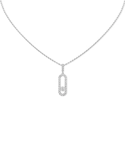 Messika Diamond Move Uno Large Model Pave Necklace In 18k Gold, 17.7, 0.35 Tcw In Metallic