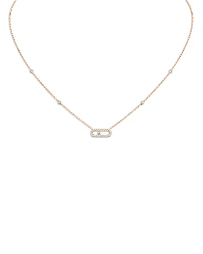 Messika Diamond Move Uno Pave Necklace In 18k Gold, 16.5, 0.22 Tcw In Gold
