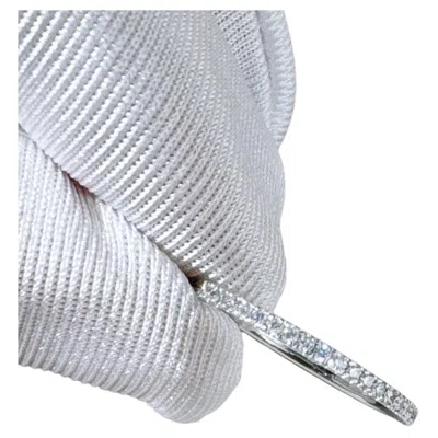 Pre-owned Messika Gatsby 18k White Gold And Diamond Multi-stone Slim Wedding Ring Size 50