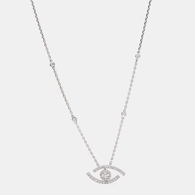Pre-owned Messika Lucky Eye Pave Diamond 18k White Gold Necklace