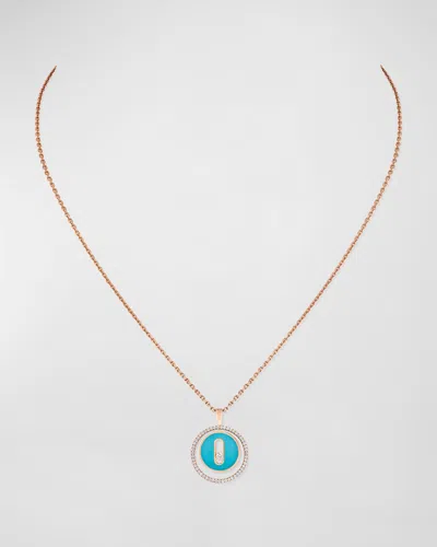 Messika Lucky Move 18k Rose Gold Turquoise Necklace In Blue