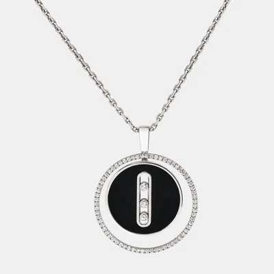 Pre-owned Messika Lucky Move Mm Onyx Diamond 18k White Gold Necklace