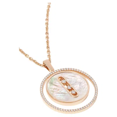 Pre-owned Messika Lucky Move Rose Gold Necklace, Diamond & Mother-of-pearl In Red