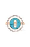 Messika Lucky Move Turquoise & Diamond Ring In Pink Gold