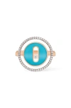 Messika Lucky Move Turquoise & Diamond Ring In Turquoise/gold