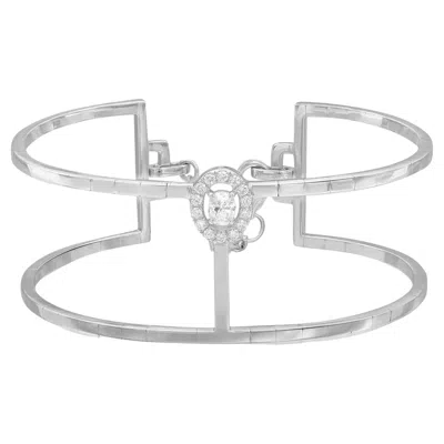 Pre-owned Messika Manch Glam'azone Diamond 2 Row Bracelet 18k White Gold 0.36cttw Sz Small