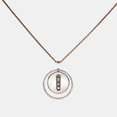 Pre-owned Messika Mother Of Pearl Diamond Lucky Move Mm 18k Rose Gold Pendant Necklace