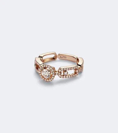 Messika Move Link 18kt Rose Gold Ring With Diamonds In Pink