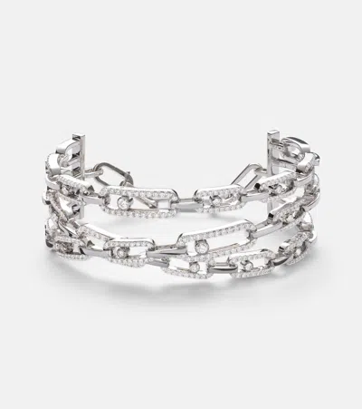 Messika Move Link 18kt White Gold Bracelet With Diamonds In Silver