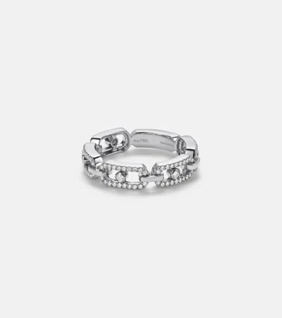 Messika Move Link 18kt White Gold Ring With Diamonds In Silver