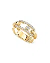 Messika 18k Gold Move Link Diamond Openwork Ring In Blue