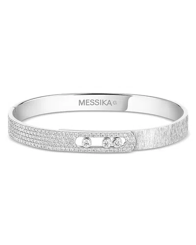 Messika Move Noa Diamond Bangle Bracelet In 18k White Gold, 1.20 Tcw In Metallic