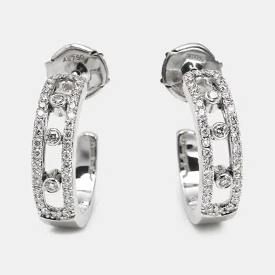 Pre-owned Messika Move Pavé Diamonds 18k White Gold Hoop Earrings