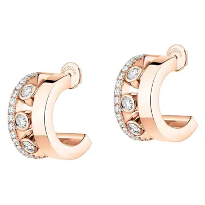 Messika Move Romane 18k Rose Gold Diamond Mini Hoop Earrings