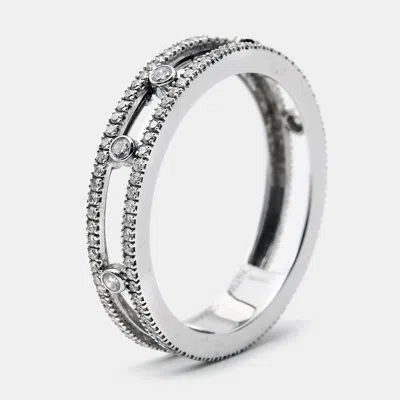 Pre-owned Messika Move Romane Diamond 18k White Gold Wedding Ring Size 59