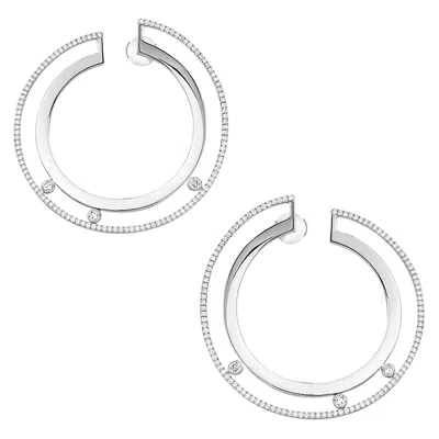 Pre-owned Messika Move Romane Diamond Hoop Earrings 18k White Gold 0.80cttw