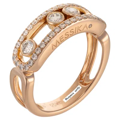 Pre-owned Messika Move Three Moving Diamond Pav� 18 Kt Rose Gold Ring In Red