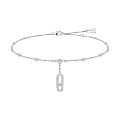 Messika Move Uno 18k White Gold Diamond Ankle Bracelet In Metallic