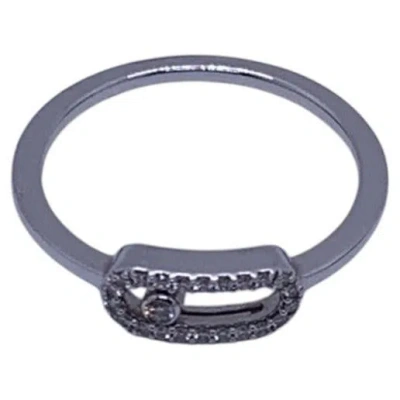 Pre-owned Messika Move Uno 18k White Gold Pavé Diamond Ring Size