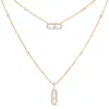 Messika Move Uno 2 Rows 18k Rose Gold Diamond Necklace In Gold
