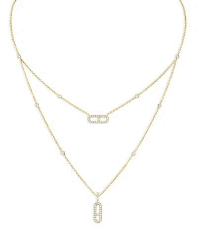Messika Move Uno 2 Rows Diamond Pave Necklace In 18k Gold, 18