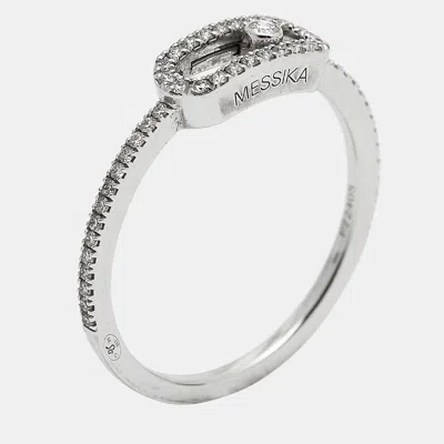 Pre-owned Messika Move Uno Diamond 18k White Gold Ring Size 52