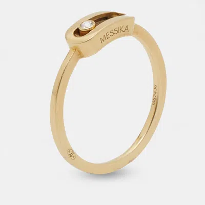 Pre-owned Messika Move Uno Diamond 18k Yellow Gold Ring Size 51