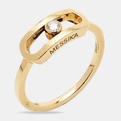 Pre-owned Messika Move Uno Diamond 18k Yellow Gold Ring Size 52
