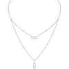 Messika Move Uno Diamond Pendant Double Layer Necklace In White Gold