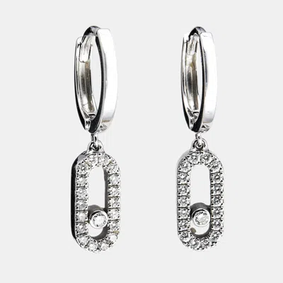 Pre-owned Messika Move Uno Diamonds 18k White Gold Hoop Earrings