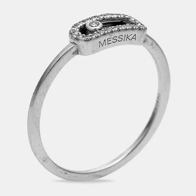 Pre-owned Messika Move Uno Diamonds 18k White Gold Ring Size 57