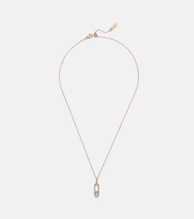 Messika Move Uno Large 18kt Rose Gold Necklace With Diamonds