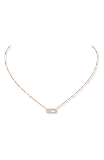 Messika Move Uno Pavé Diamond Pendant Necklace In Rose Gold/diamond