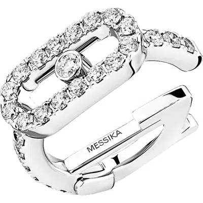 Messika 18k Gold Move Uno Diamond Pave Clip Single Earring In Silver