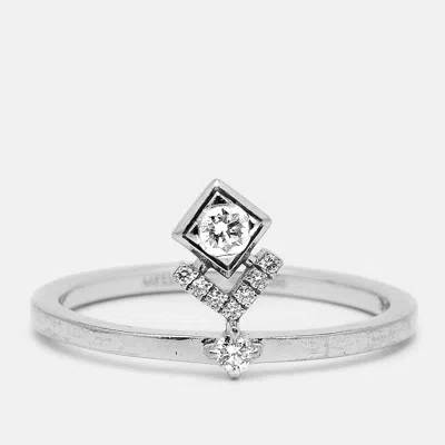 Pre-owned Messika My Soul Diamonds 18k White Gold Ring Size 53