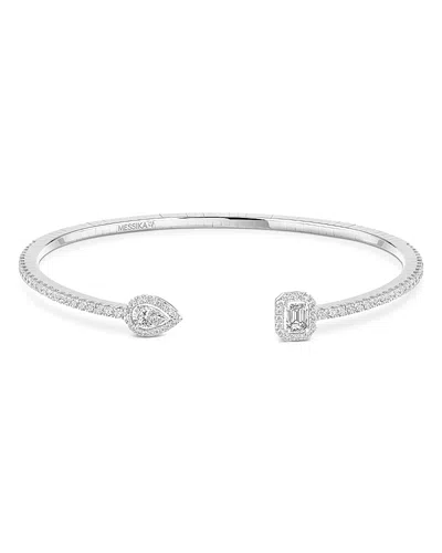 Messika My Twin Diamond Toi & Moi Skinny Cuff Bracelet In 18k White Gold, 0.15 Tcw In Metallic