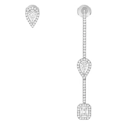 Messika My Twin Hook And Stud White Gold Diamond Earrings In Metallic