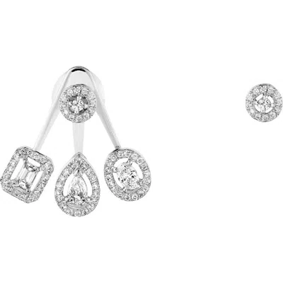 Messika My Twin Mono Mismatched Diamond Earrings In Silver