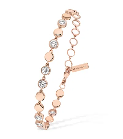 Messika Pink Gold And Diamond D-vibes Bracelet In Grey