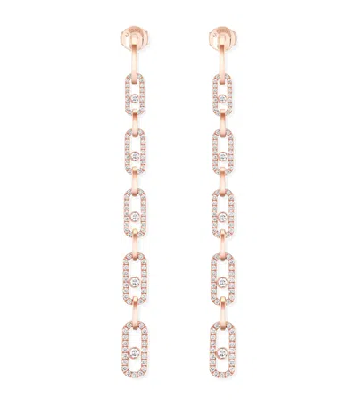 Messika Pink Gold And Diamond Move Link Earrings