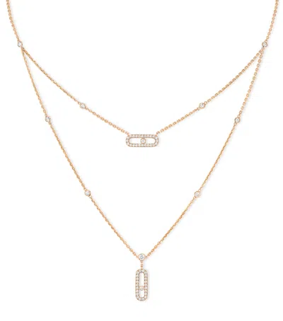 Messika Pink Gold And Diamond Move Uno Necklace