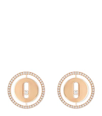 Messika Rose Gold And Diamond Lucky Move Earrings In Gray