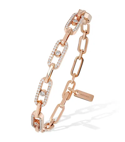 Messika Rose Gold And Diamond Move Link Bracelet In Metallic