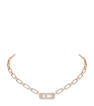Messika Rose Gold And Diamond Move Link Necklace