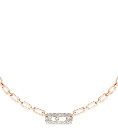 Messika Rose Gold And Diamond Move Link Necklace