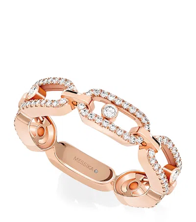Messika Rose Gold And Diamond Move Link Pavé Ring
