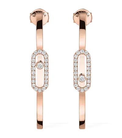Messika Rose Gold And Diamond Move Uno Earrings In Gray