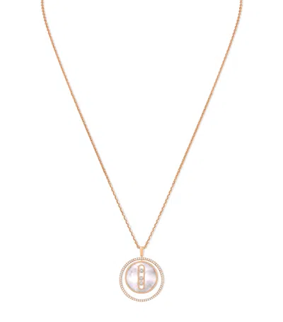 Messika Rose Gold, Diamond And Mother-of-pearl Lucky Move Necklace In Gray