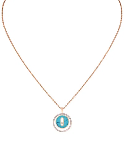 Messika Rose Gold, Diamond And Turquoise Lucky Move Necklace