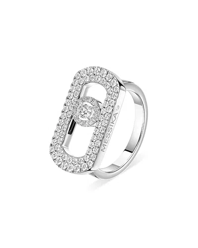 Messika So Move Diamond Link Signet Ring In 18k White Gold, 0.06 Tcw In Orange